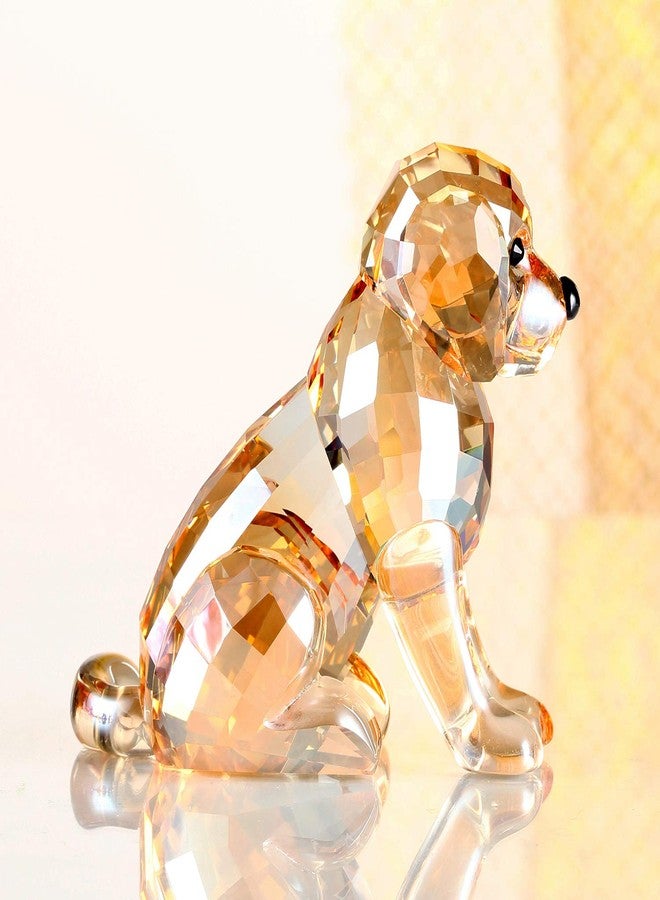 DOJOZ Crystal Labrador Dog Puppy Figurine Animals Lovely Craft Home Decor Ornaments Collectible Birthday Gifts (Gold) - Image 2